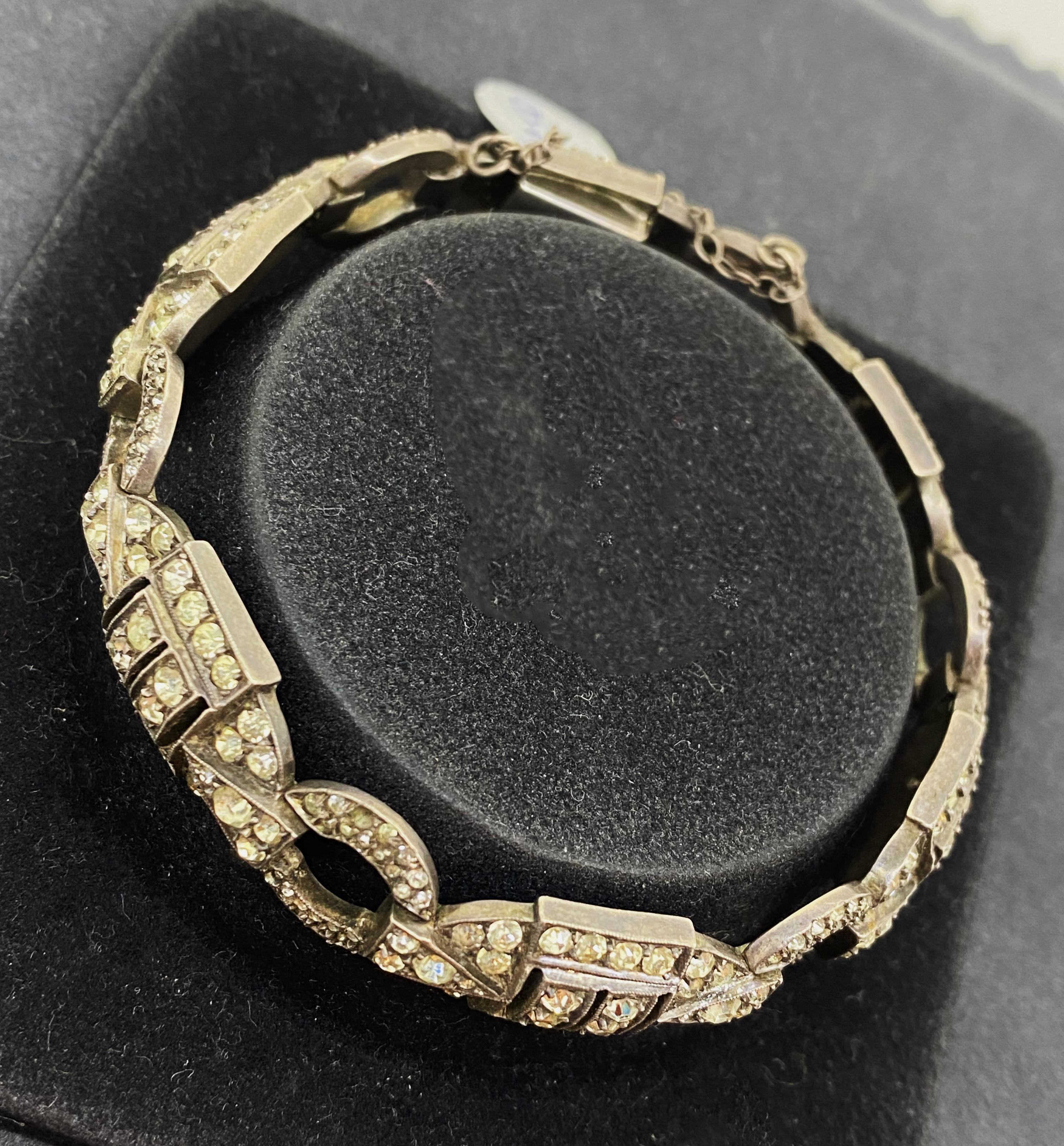 Art-Deco 1940's 925 Silver & Marcasite Ladies' Bracelet, 20cm - 7.8