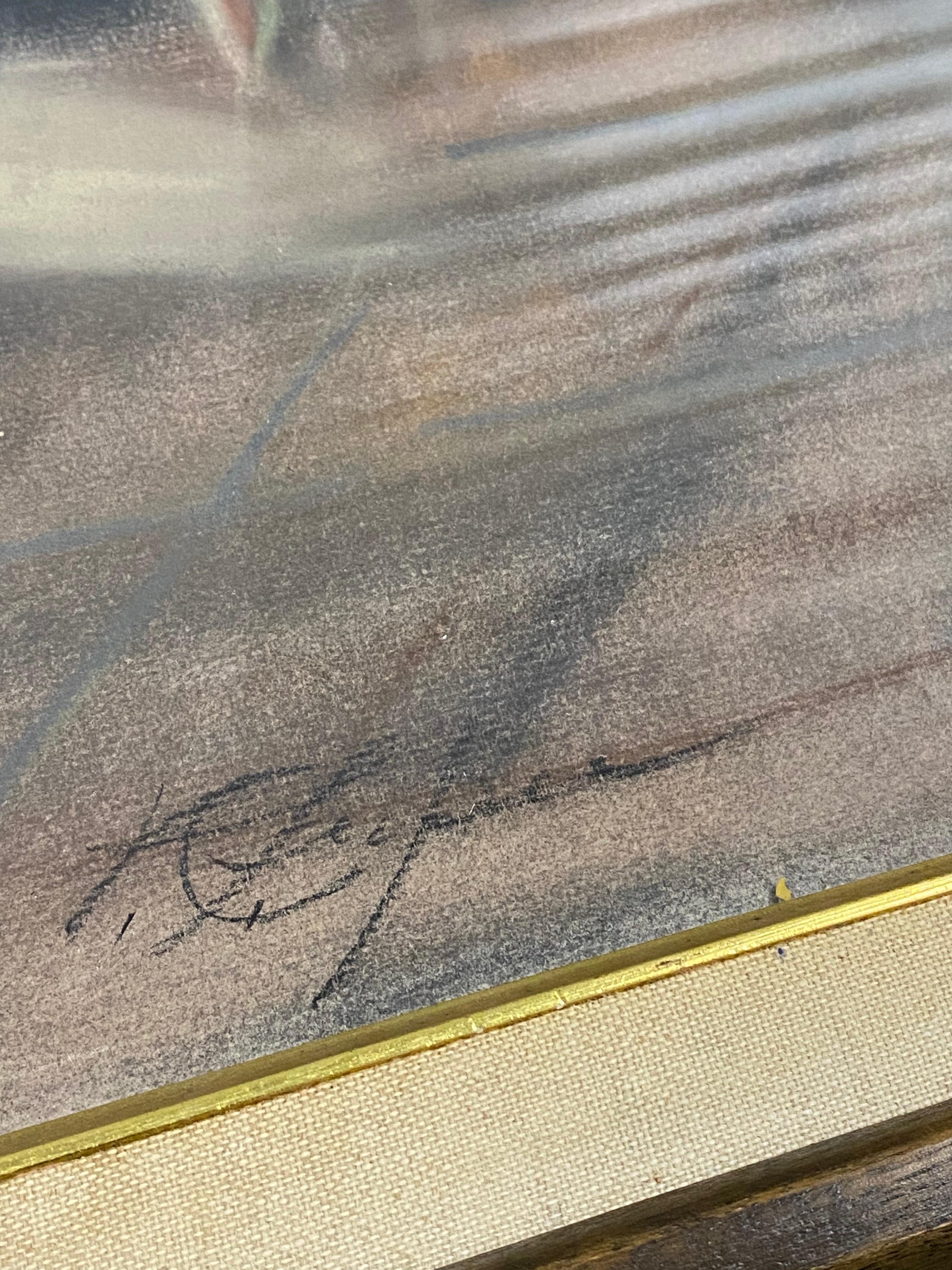 Atmospheric pastel original still life in original period frame and displayed under glass; almost 100 years old. Signed illegibly to lower right and wired for wall display.

A very pretty Art Deco original piece of art acquired in the Colorado