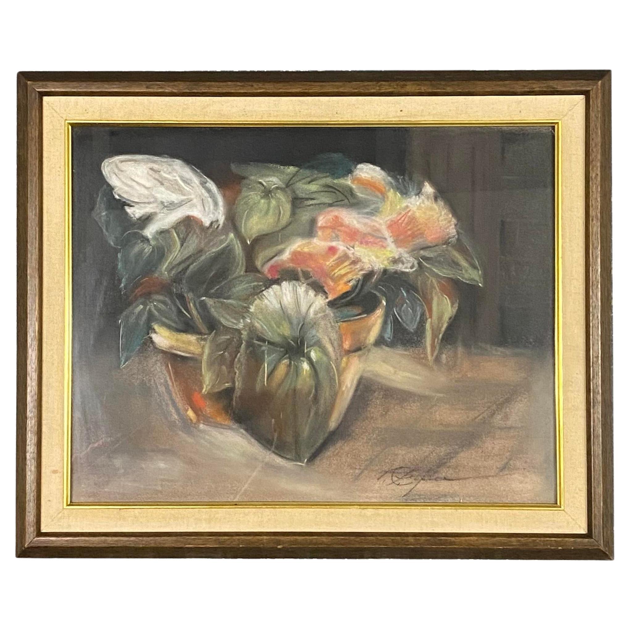 Art Deco 1940s Botanical Still Life Painting