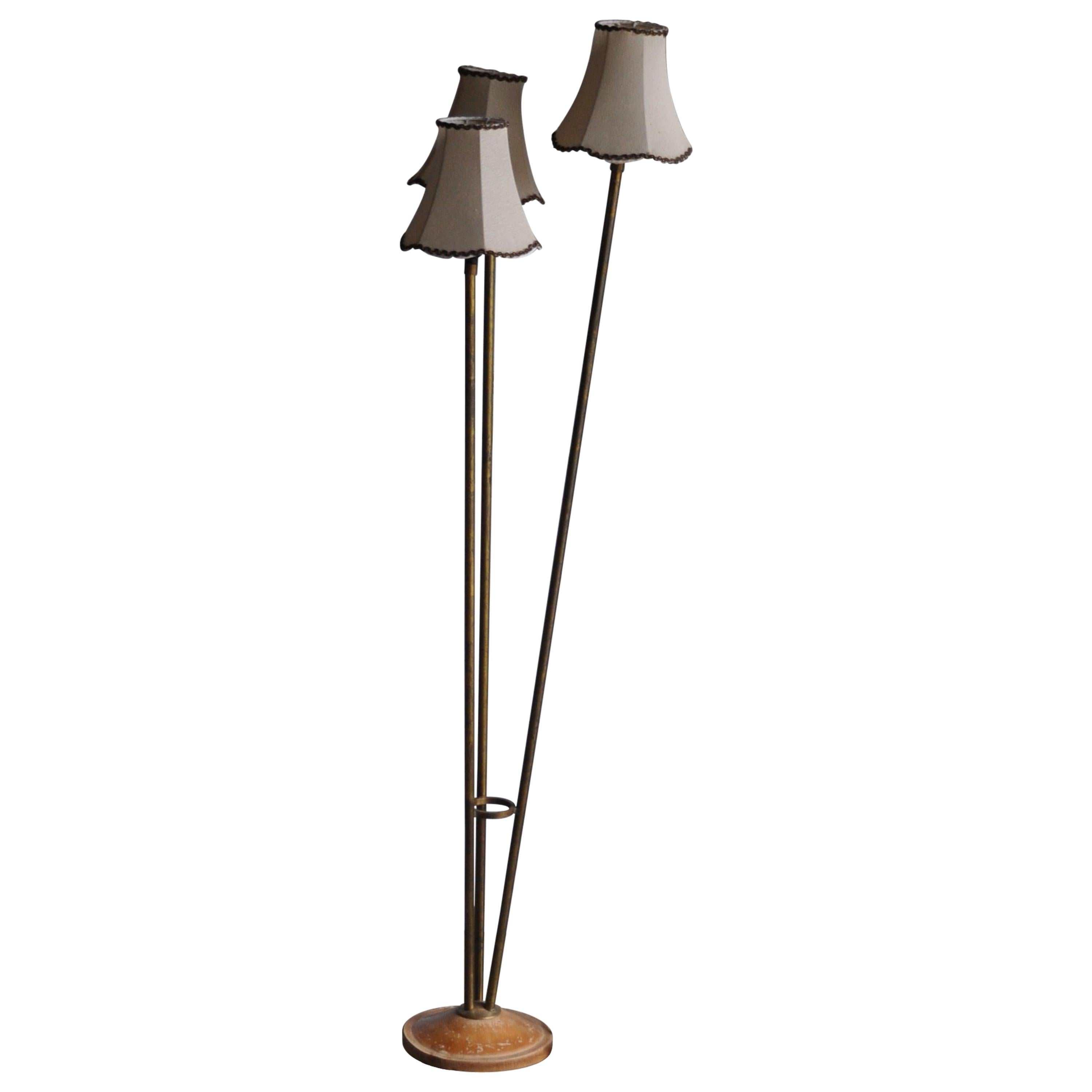 Art Deco 1940s Brass Floor Lamp For Sale