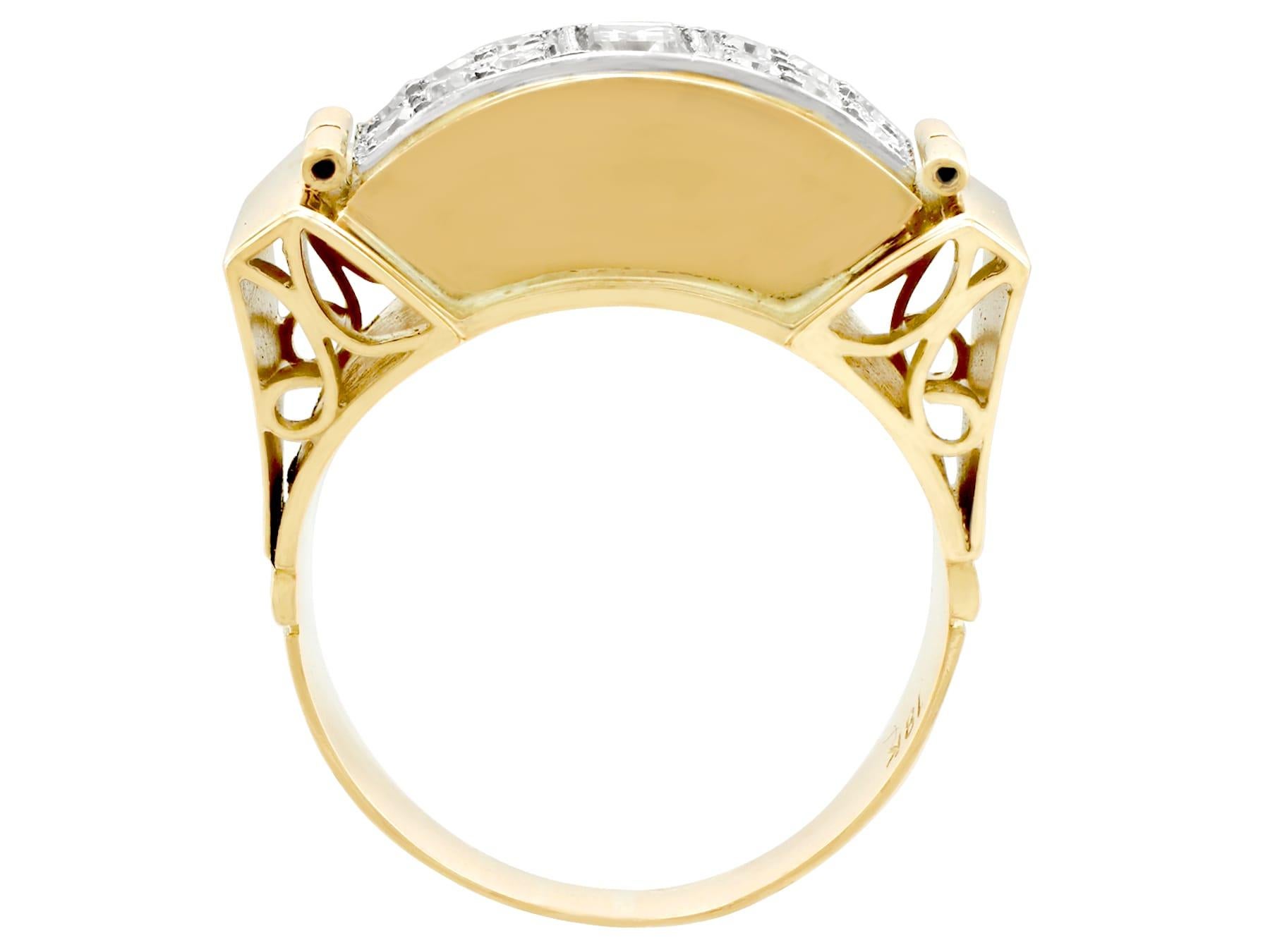 Women's or Men's Vintage Art Deco Diamond and Yellow Gold Cocktail Ring For Sale