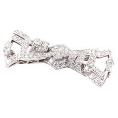 Art Deco 1940s Palladium Diamond Stylised Bow Brooch