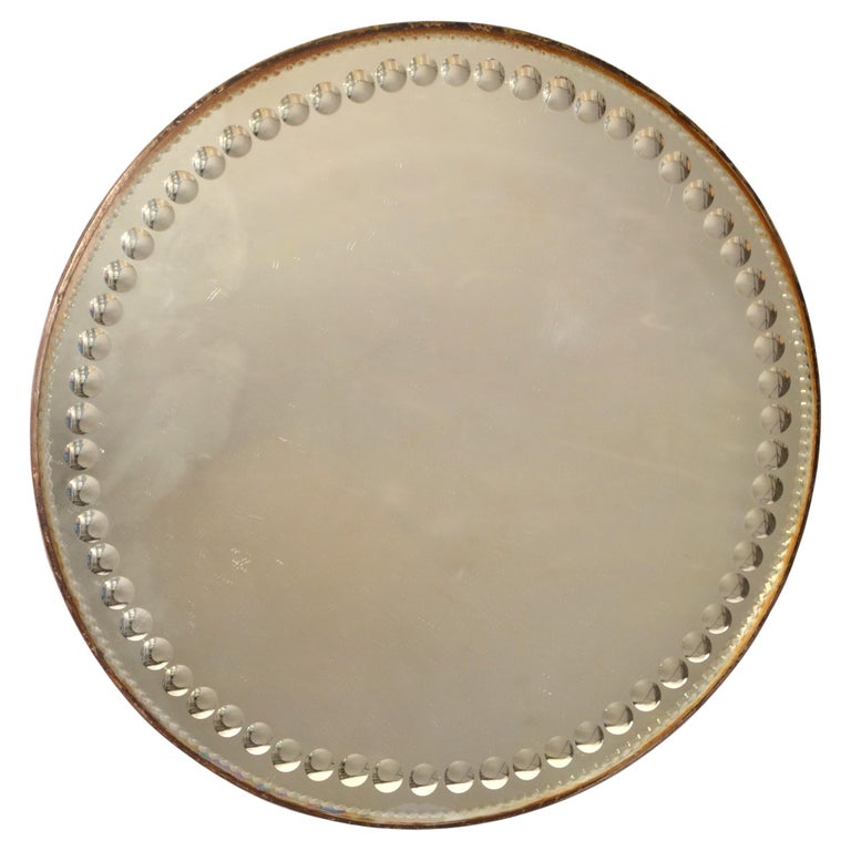 Venetian Round Dotted Glass Wall Mirror, 1940s