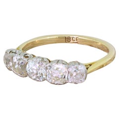 Art Deco 1.95 Carat Old Mine Cut Diamond Five-Stone Ring