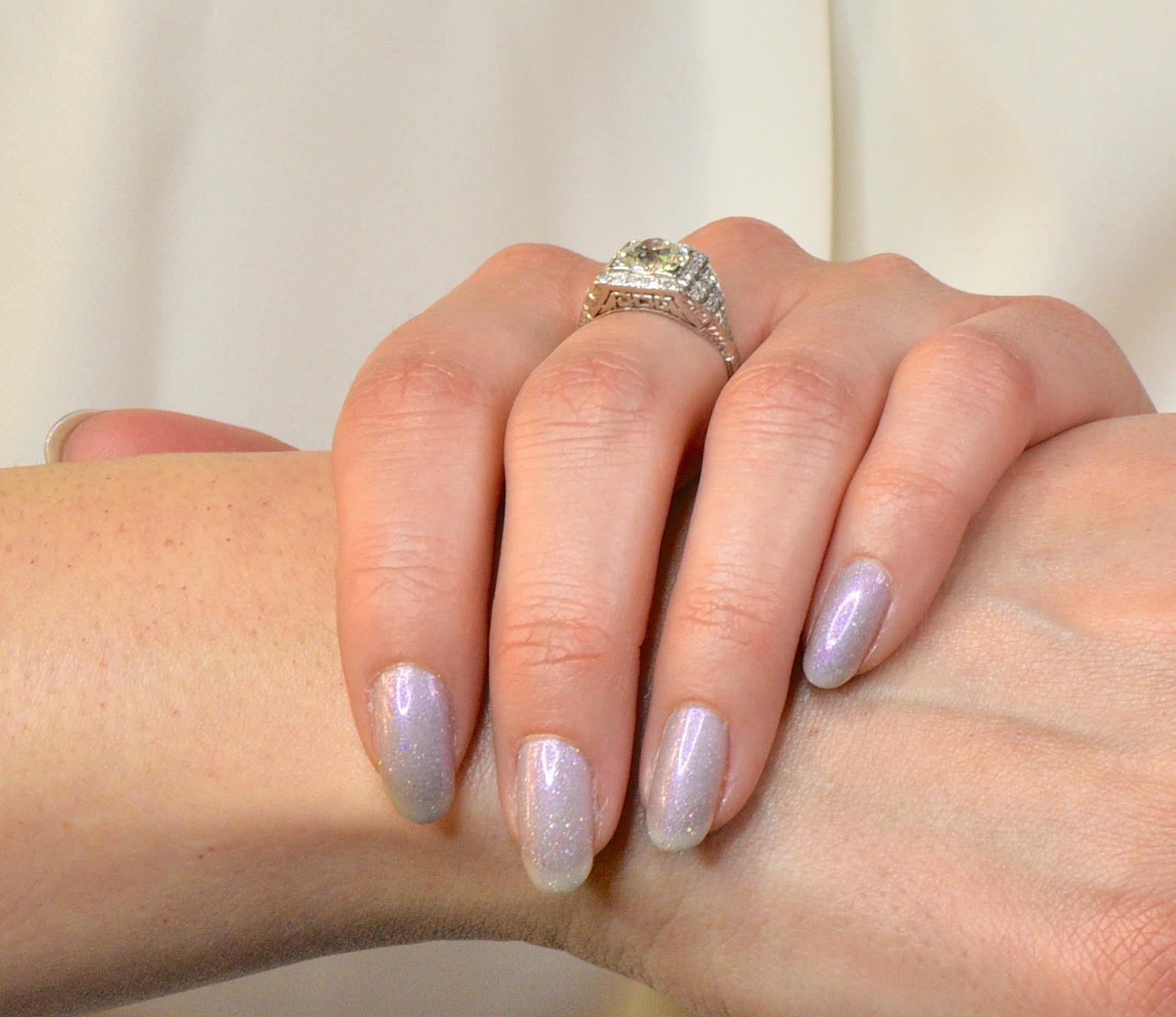 Art Deco 1.95 Carat Diamond Platinum Engagement Ring 4