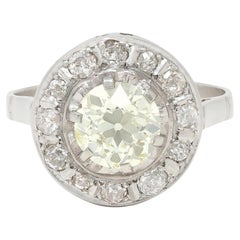 Art Deco 1.95 CTW Diamond Platinum Antique Scrolling Halo Engagement Ring