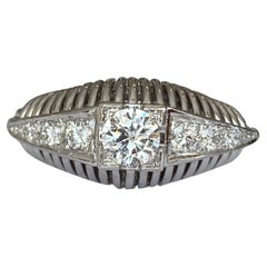 Art Deco 1940's  Vintage Diamond Solitaire Engagement White gold Ring