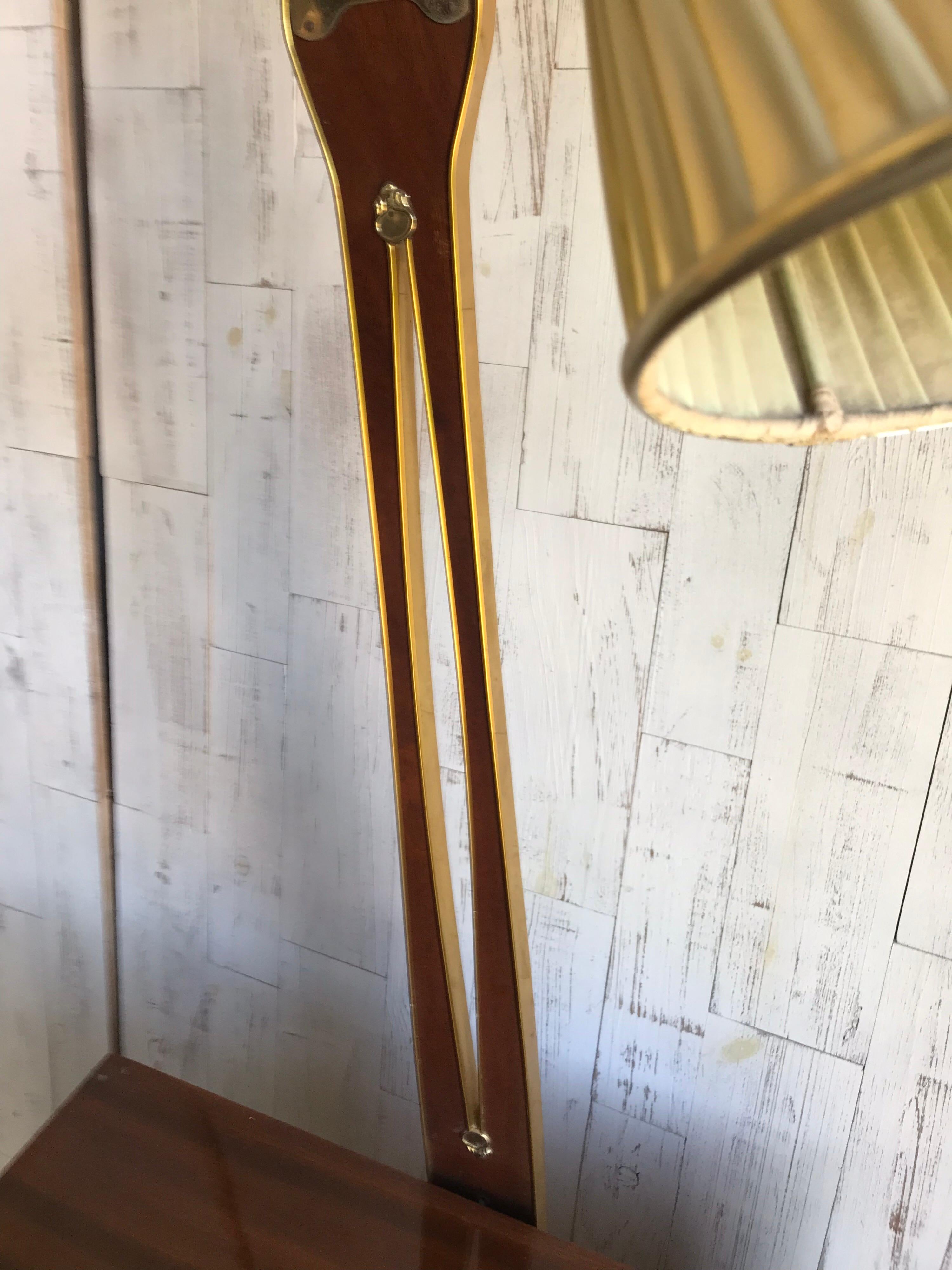 Stained Art Deco 1950s Walnut Drinks Bar Cocktail Liquor Cabinet with Lamp Stand For Sale