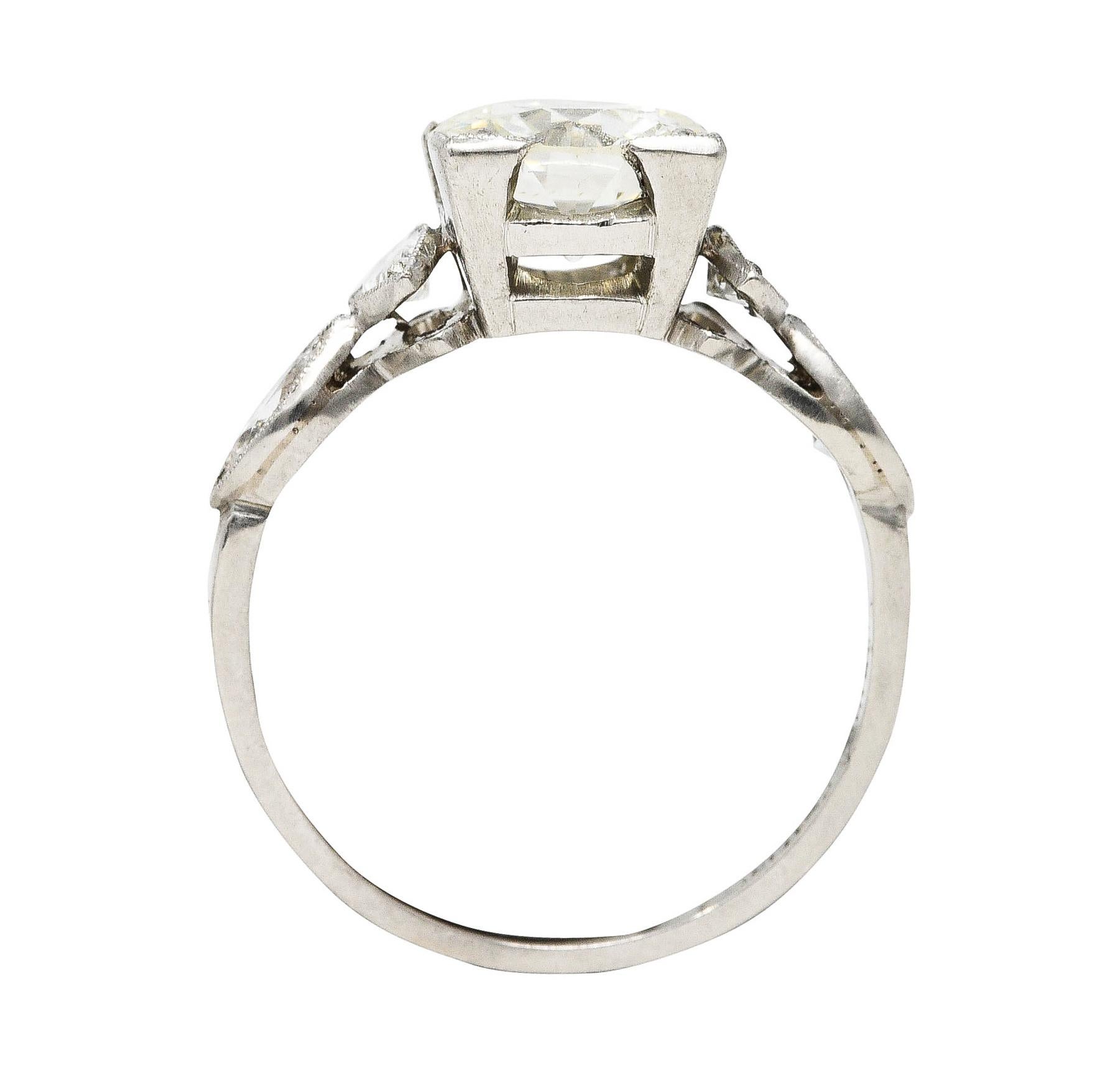 Art Deco 1.96 Carats Old European Diamond Platinum Marquise Engagement Ring 3