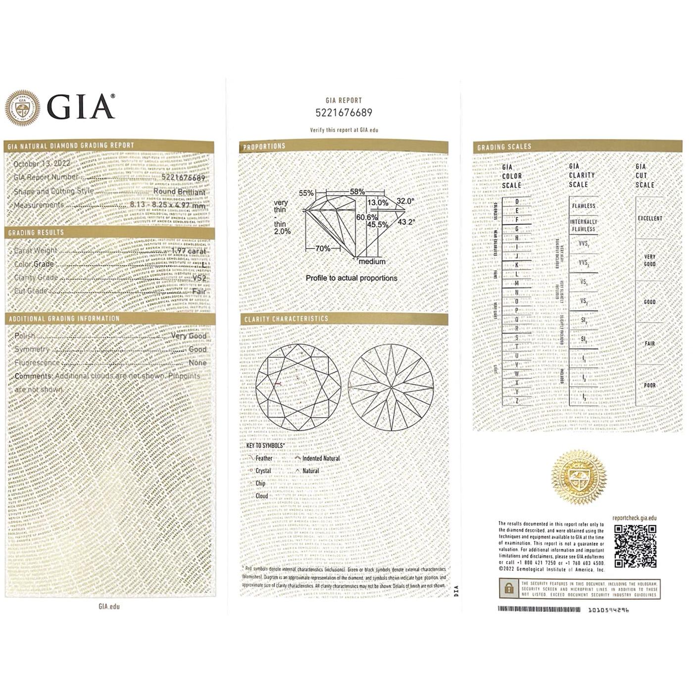 Verlobungsring, Art déco, 1,97 Karat GIA-zertifizierter Diamant im Übergangsschliff im Angebot 2