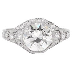 Art Deco 1.97 Carat GIA Certified Transitional Cut Diamond Engagement Ring