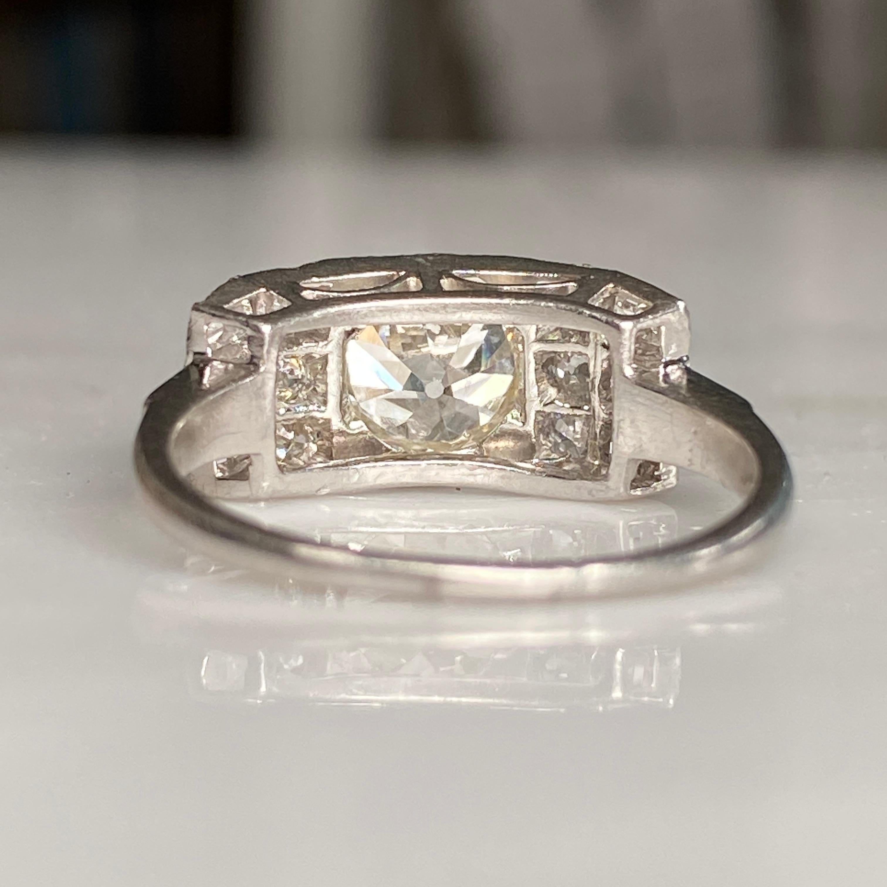 Art Deco 1.97 Carat TW Diamond Platinum Ring For Sale 15
