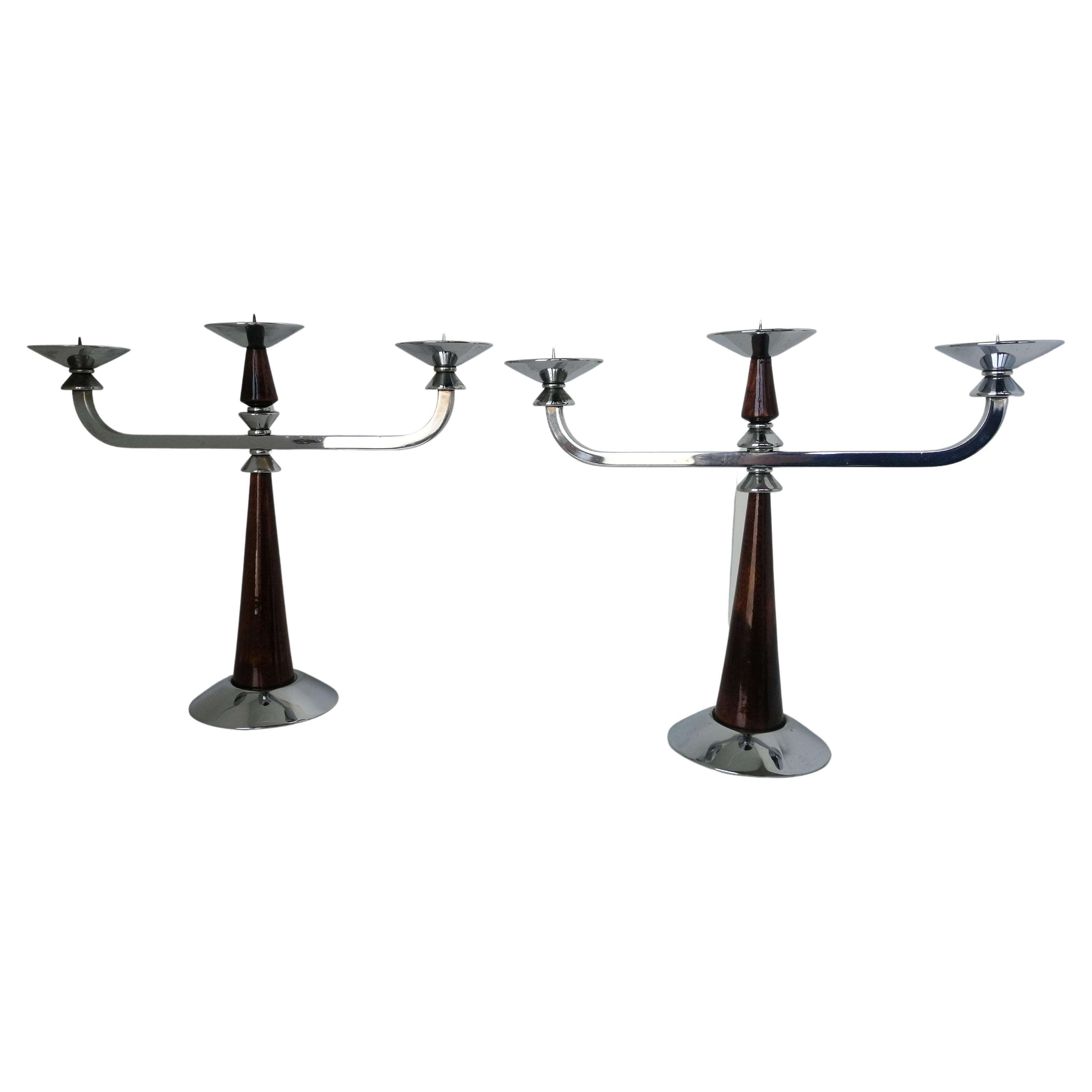 Art Deco 2 Candlestick For Sale