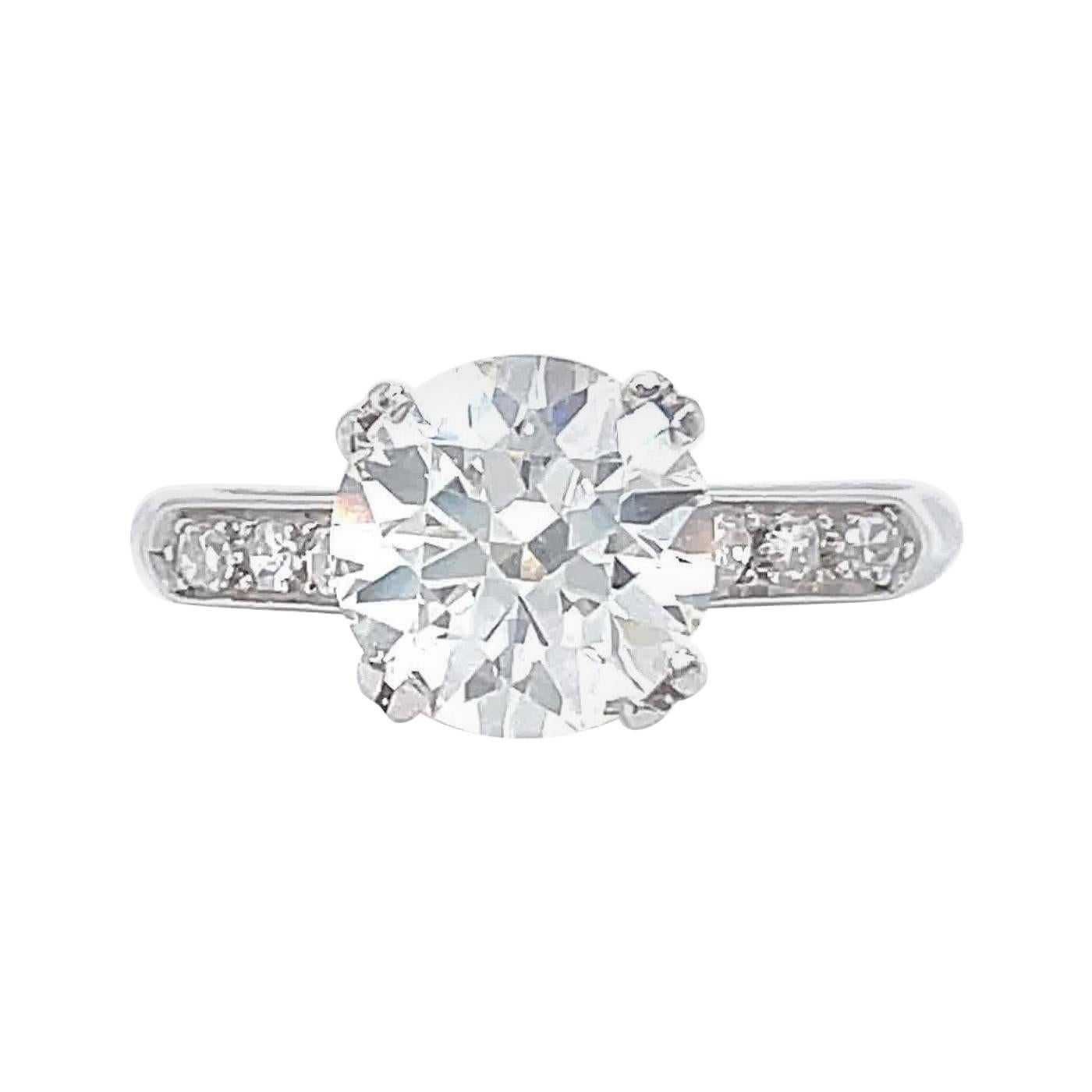 Art Deco .96 Carat Diamond Platinum Engagement Ring at 1stDibs