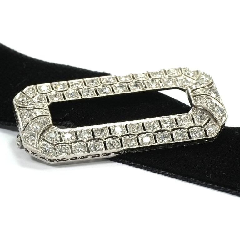 Art Deco 2 Carat Diamond Platinum Buckle Brooch, circa 1920 For Sale at ...