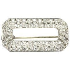 Art Deco 2 Carat Diamond Platinum Buckle Brooch, circa 1920