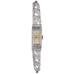 Vintage Art Deco 2 Carat Diamond Platinum Working Exquisite Watch