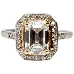 Antique Art Deco 2 Carat Emerald Cut Diamond Engagement Ring