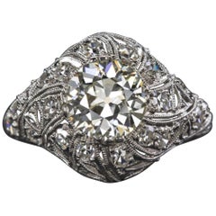 Art Deco 2 Carat Old Cut Diamond Platinum Ring