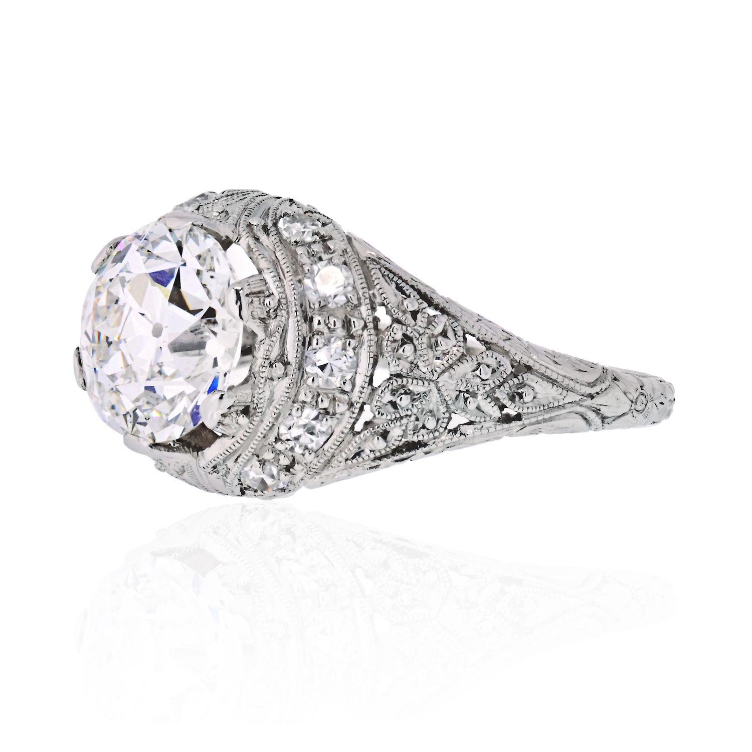 Our vintage, modern and custom rings are truly one of a kind and have been hand curated for their unique and elegant beauty. Take this Art Deco 2.05 carat Old European Cut Diamond ring for example. The primary stone is prong set in dome like