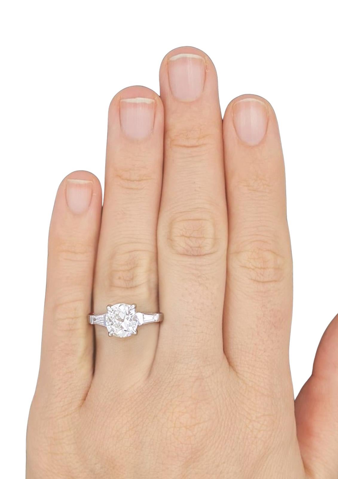 Contemporary GIA Certified 2 Carat Old European Cut Diamond Platinum Ring For Sale