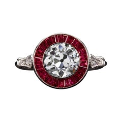 Art Deco Style 2 Carat Old European Cut Diamond Ring