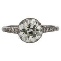 Art Deco 2 Carat Solitaire Old Mine Diamond Engagement Ring