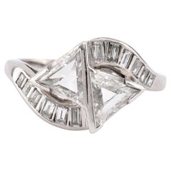 Art Deco 2 Carat Total Weight Diamond Platinum Bypass ring
