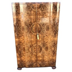 Art Deco 2 Door Burr Walnut Double Wardrobe