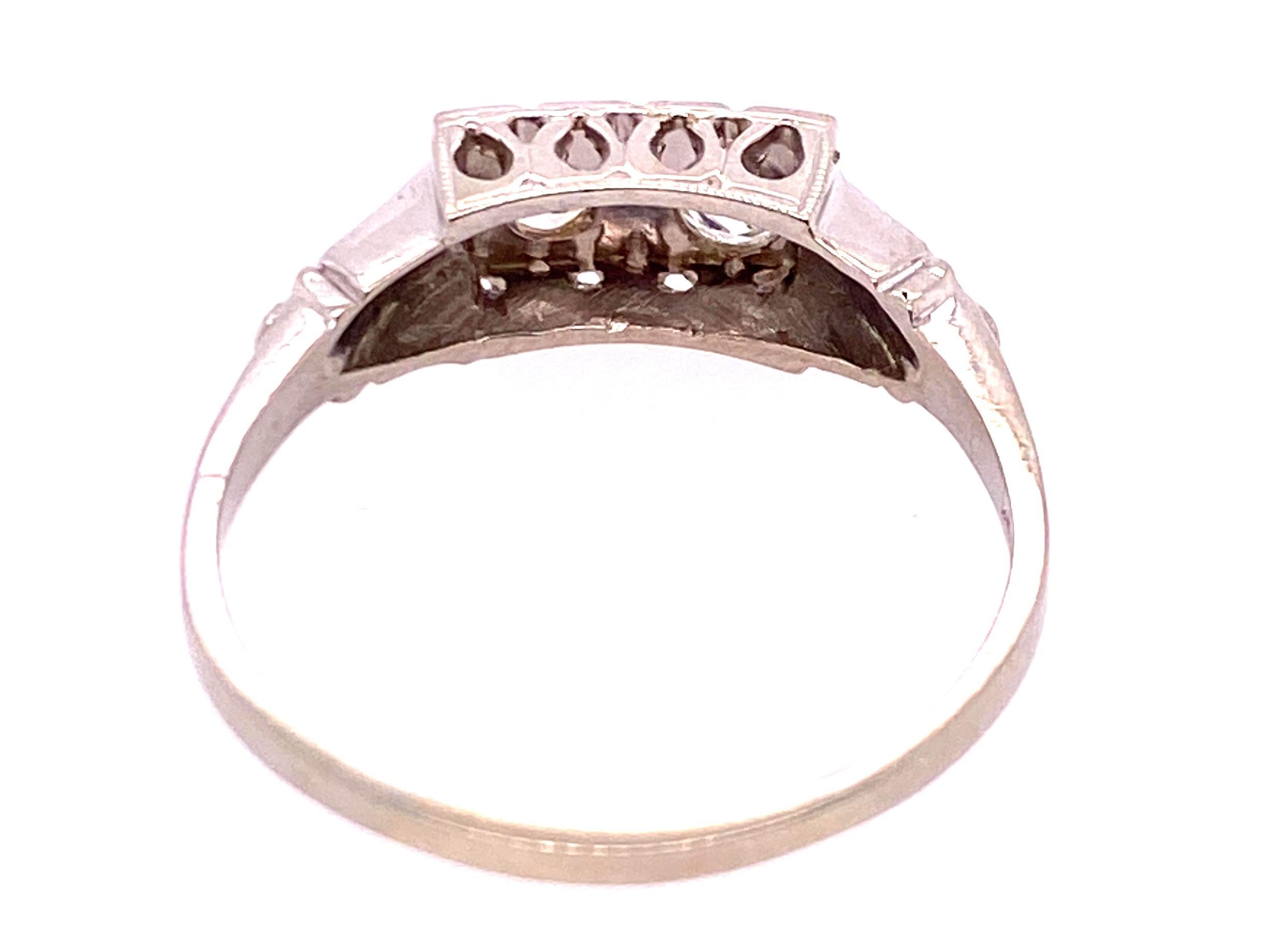 Art Deco 2 Stone Diamond Ring .26ct Old Euro Antique Band 14k Original 1930s Pour femmes en vente