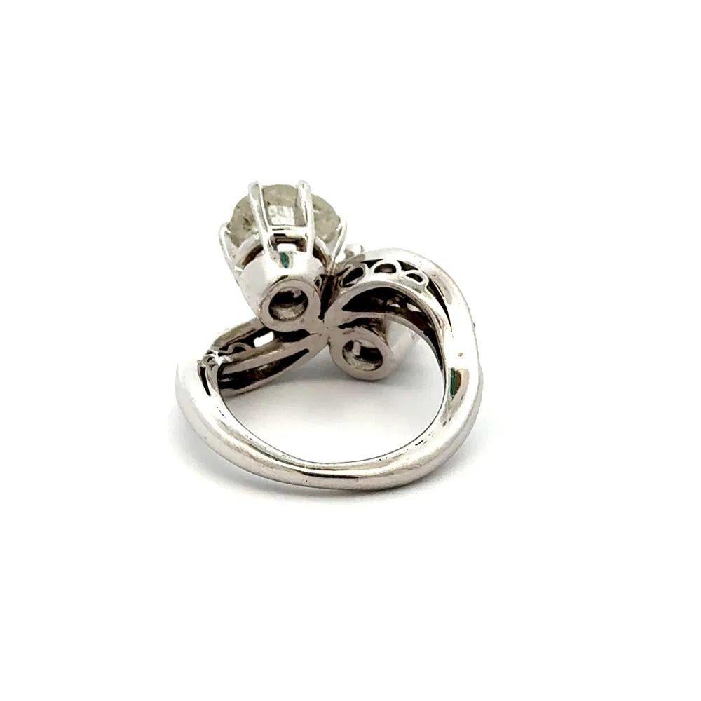 Art Deco 2 Stone Rose Cut Diamond Crossover Gold Moi et Toi Bypass Ring For Sale 1