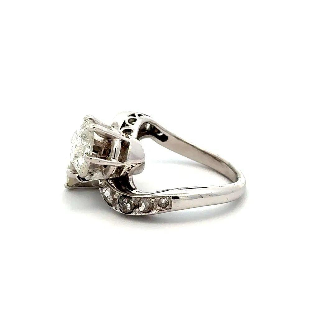 Art Deco 2 Stone Rose Cut Diamond Crossover Gold Moi et Toi Bypass Ring For Sale 2