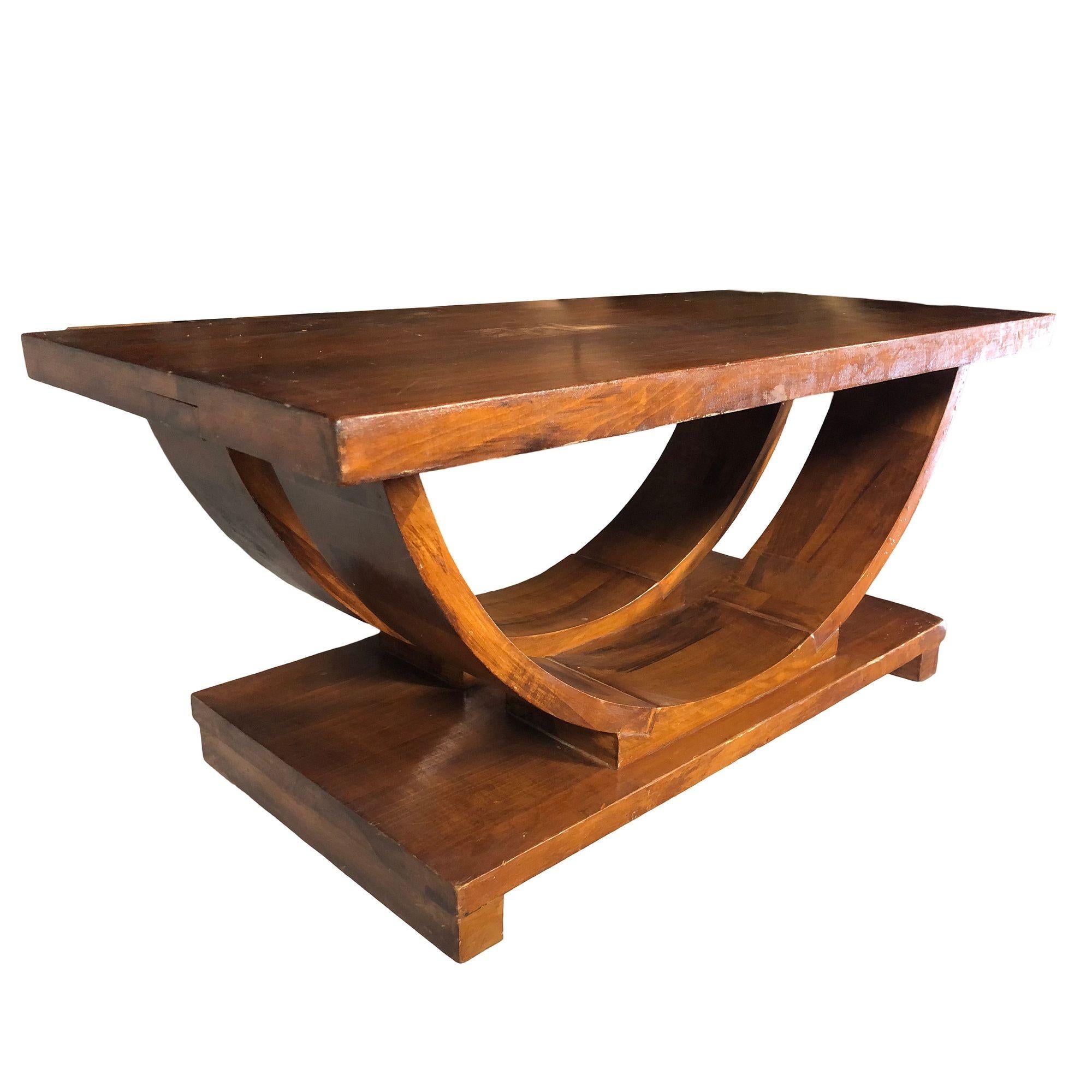 Art Deco 2-Tier Mahogany Arch Coffee Table by Gilbert Rohde for Brown Saltman In Excellent Condition In Van Nuys, CA