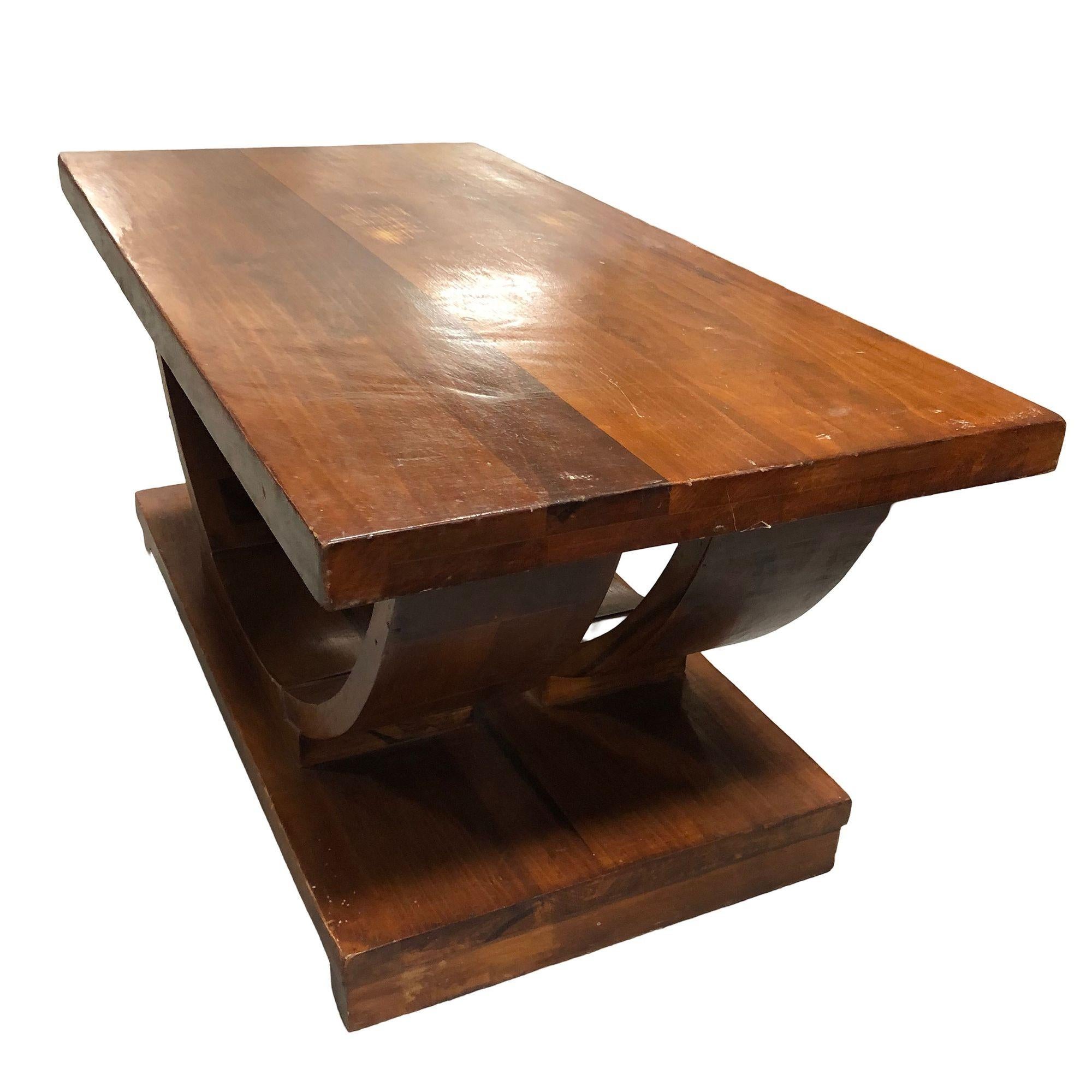 Art Deco 2-Tier Mahogany Arch Coffee Table by Gilbert Rohde for Brown Saltman 3