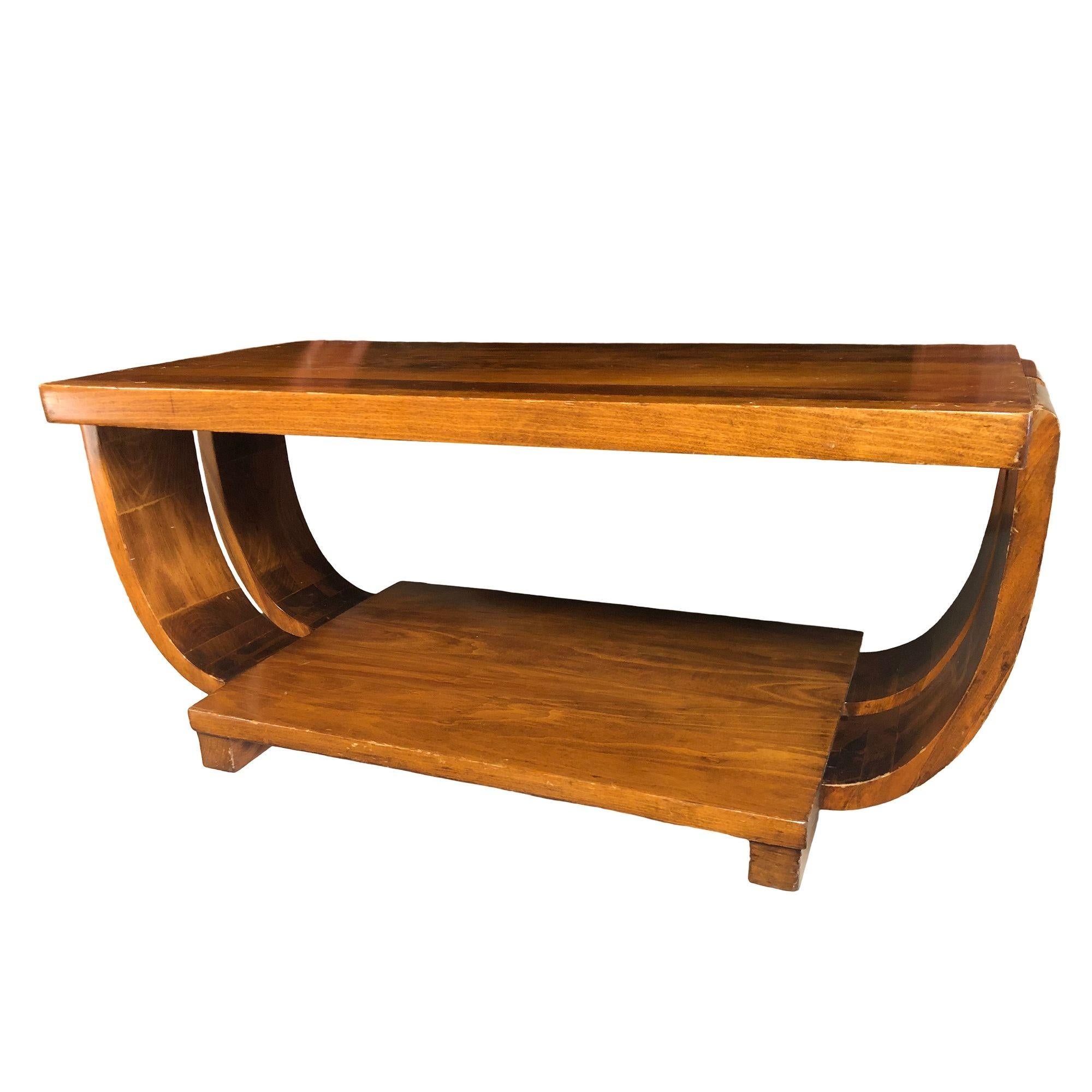 American Art Deco 2-Tier Mahogany Coffee Table by Gilbert Rohde for Brown Saltman