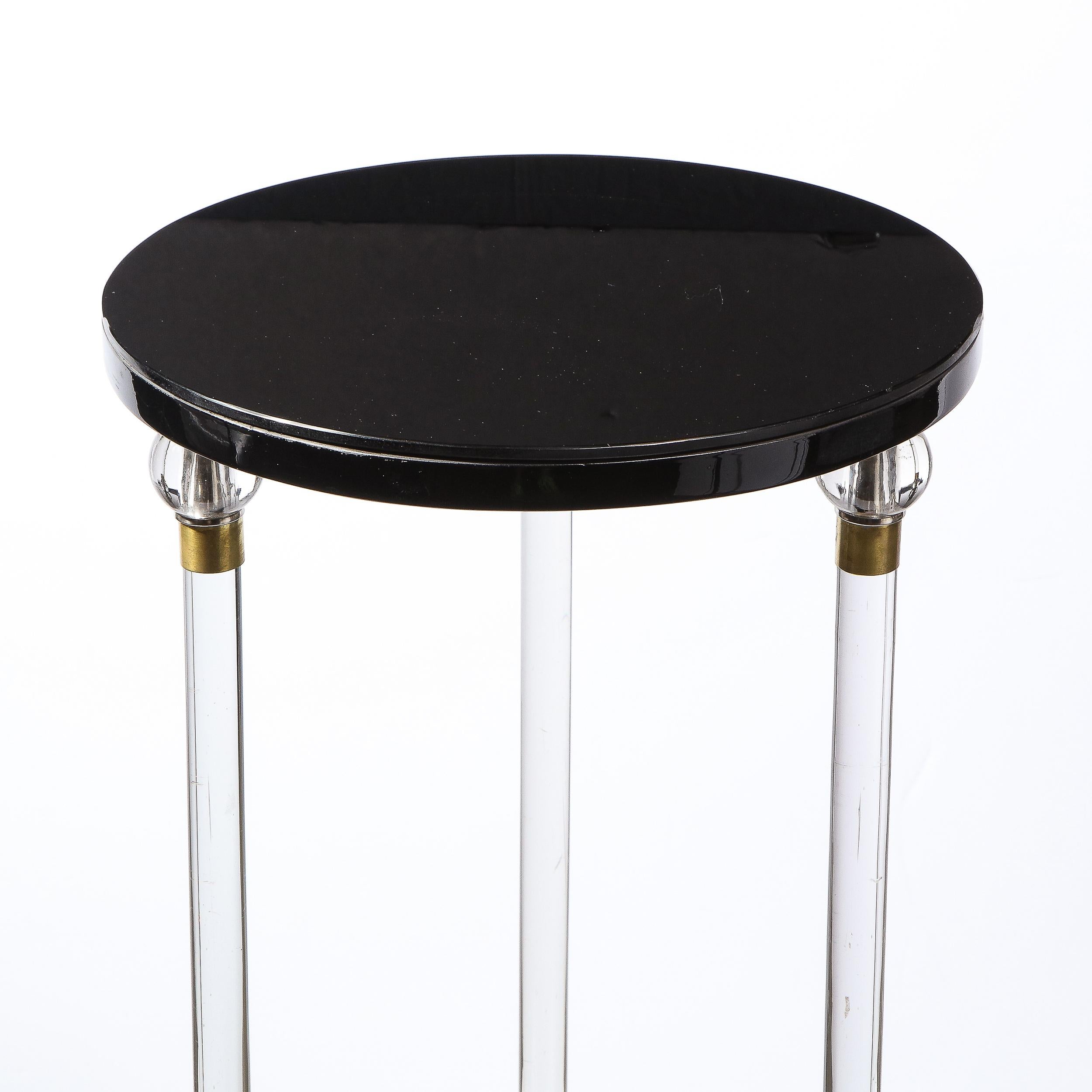 Zweistöckiger Art-déco-Sockel in schwarzem Lack mit Vitrolite- und durchscheinendem Glasplatte (Art déco)