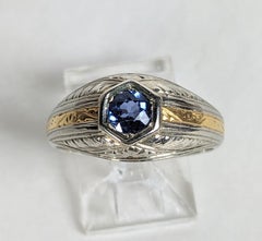Art Deco 2 Toned Gold and Sapphire Ring
