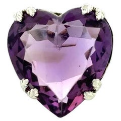 Art Decó 20 Quilates Corazón Amatista Anillo Solitario de Oro