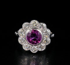 2.0 Carat Natural Ceylon Pink Sapphire 1.50 Carat G VVS Diamond Platinum