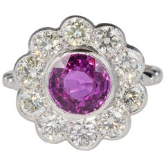 2.0 Carat Natural Ceylon Pink Sapphire 1.50 Carat G VVS Diamond Platinum