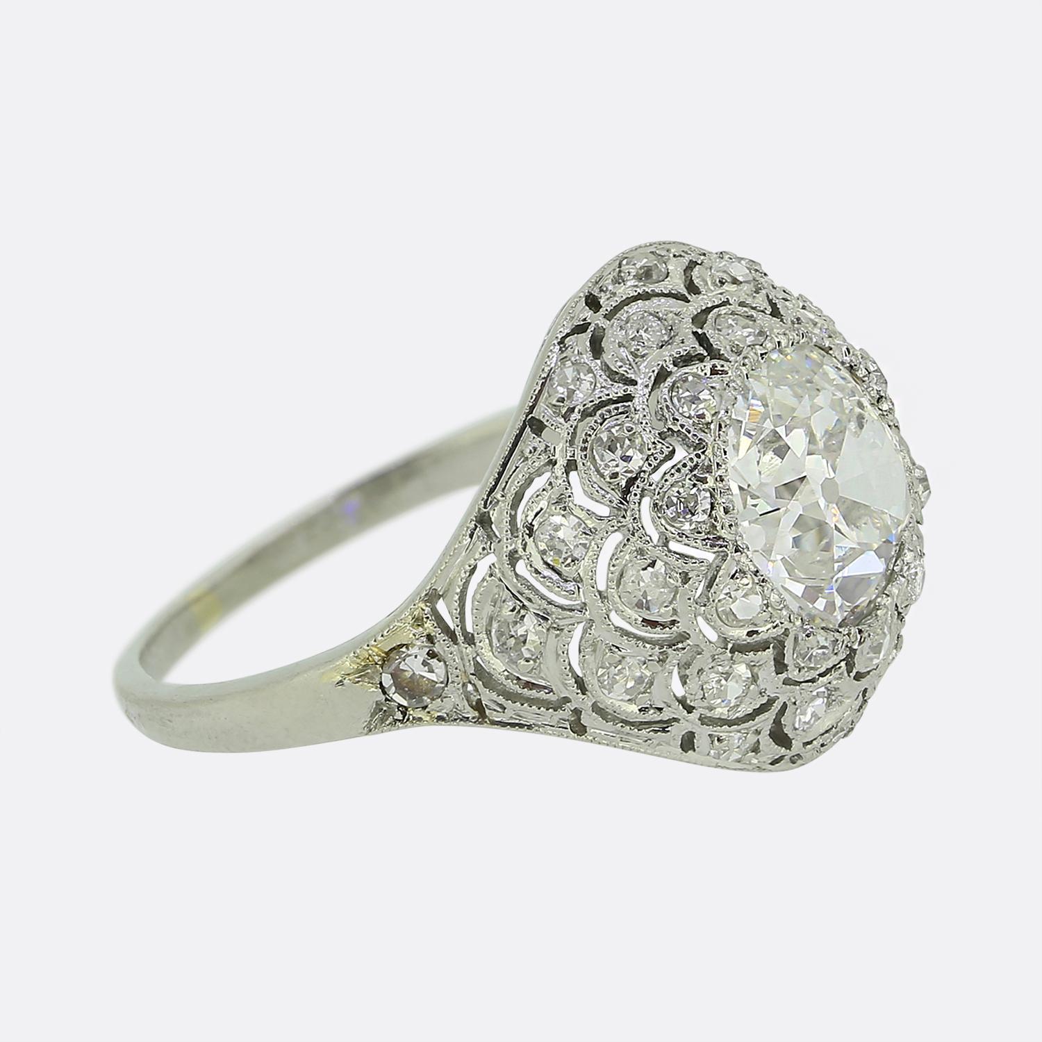 Art Déco Art Deco 2.00 Carat Diamond Filigree Ring in vendita