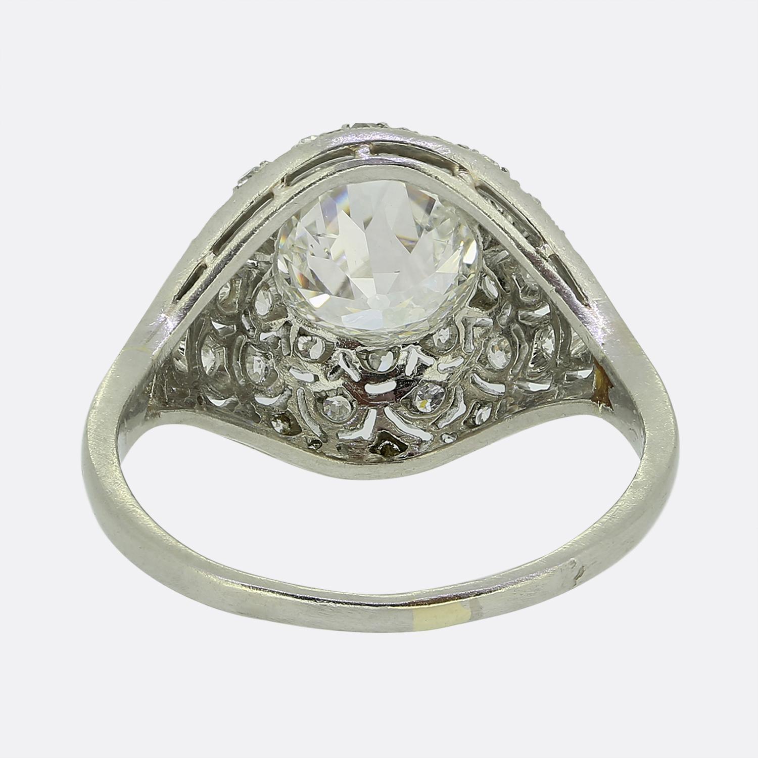 Taglio vecchia miniera Art Deco 2.00 Carat Diamond Filigree Ring in vendita