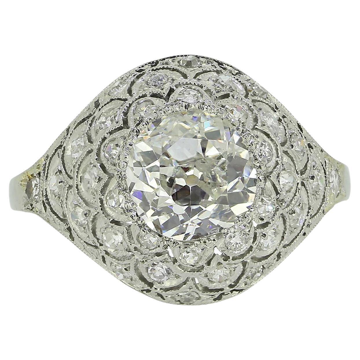 Art Deco 2.00 Carat Diamond Filigree Ring