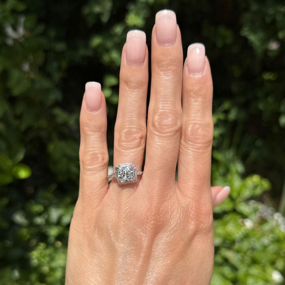 Art Deco 2,00 Karat Diamant Solitär Platin Statement Vintage Cocktail Ring (Art déco) im Angebot