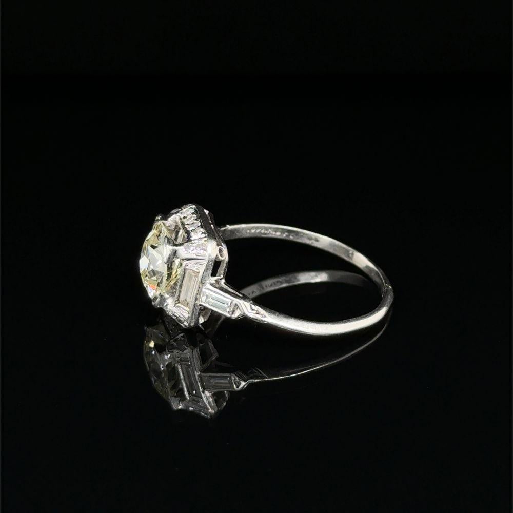 Art Deco 2,00 Karat Diamant Solitär Platin Statement Vintage Cocktail Ring Damen im Angebot