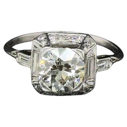 Anello da cocktail vintage con solitario di diamanti da 2,00 carati in platino