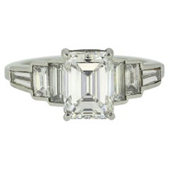 Art Deco 2.01 Carat Emerald Cut Diamond Engagement Ring