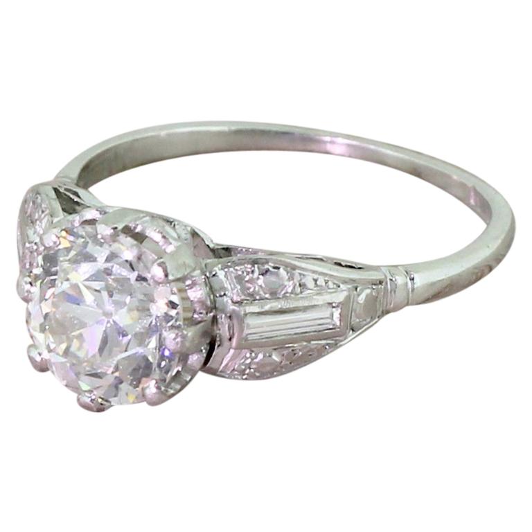 Art Deco 2.00 Carat Old Cut Diamond Platinum Engagement Ring For Sale ...
