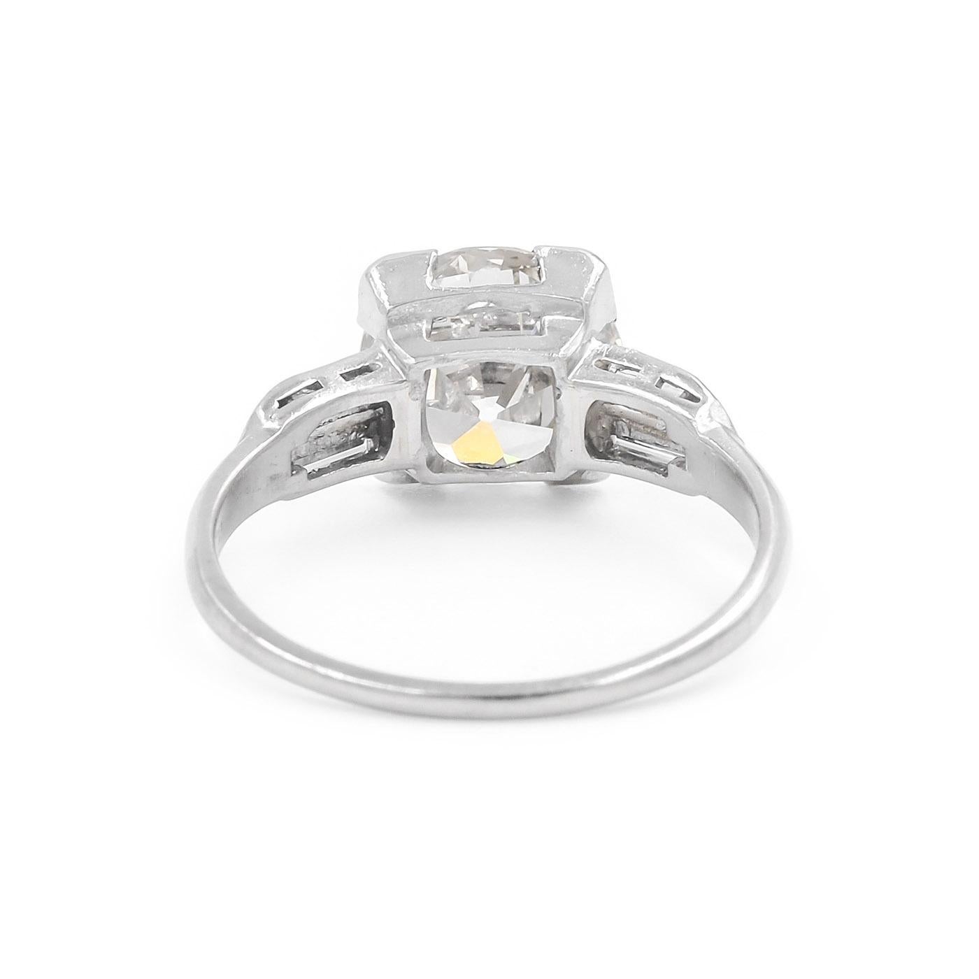 Round Cut Art Deco 2.00 Carat Transitional Cut Diamond GIA Certified Engagement Ring