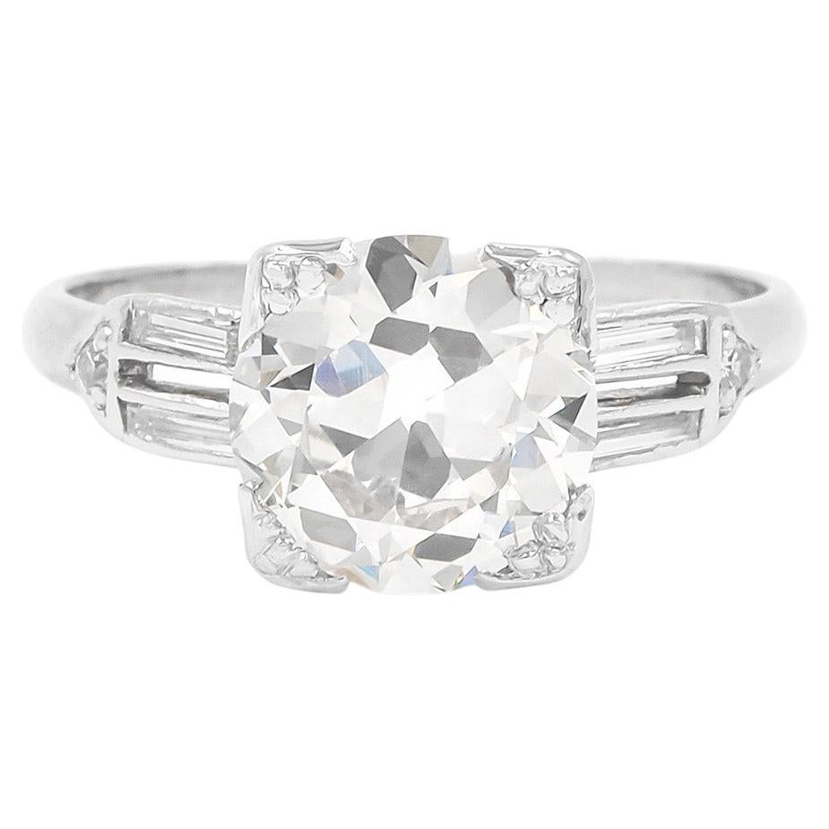 Art Deco 2.00 Carat Transitional Cut Diamond GIA Certified Engagement Ring